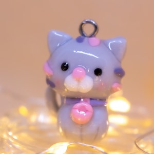 Schattige kawaii kattenbedel dierenbedels kattenliefhebber cadeau grijze kat telefoon bedel cadeau voor haar