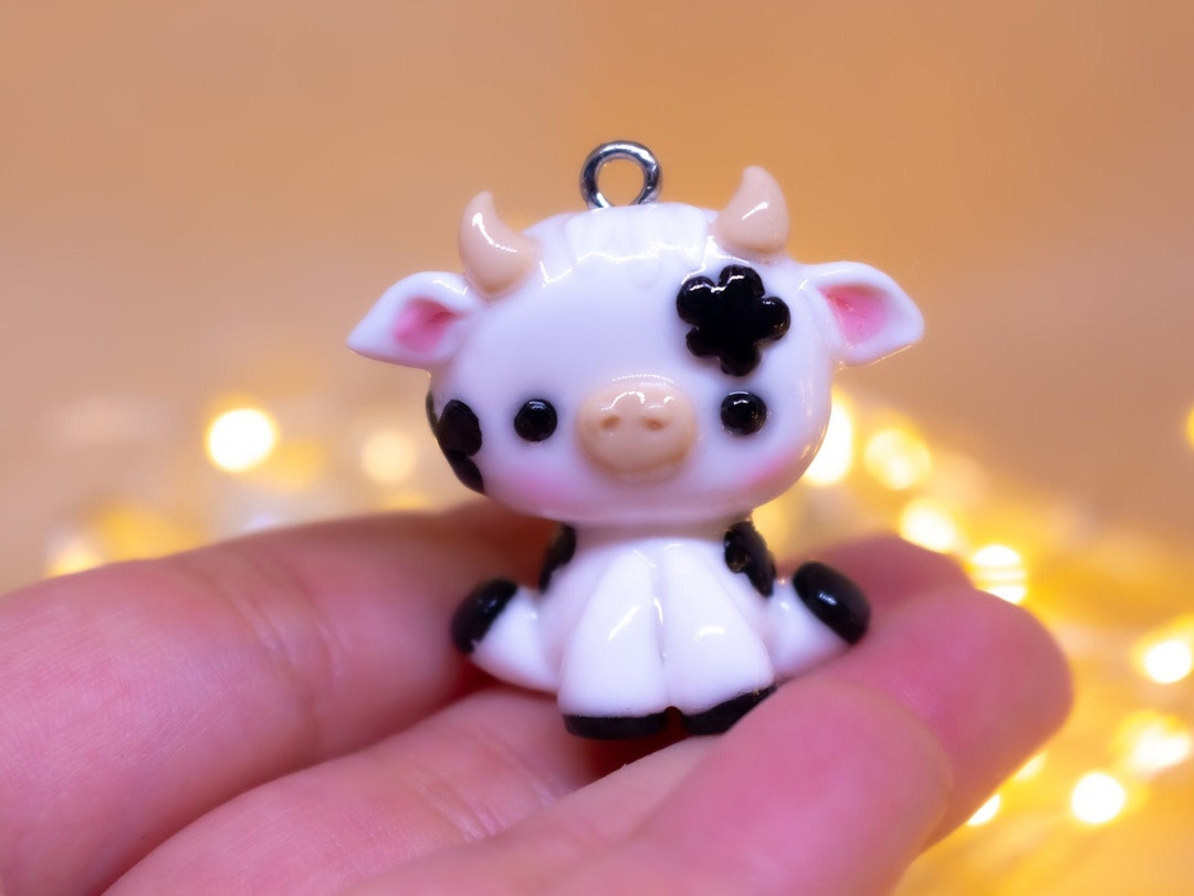 Handmade Polymer Clay Cow Charms  Red/blue/brown/black/green/purple/pink/yellow Cow Charm/necklace/phone Charm/keychain  -  Israel