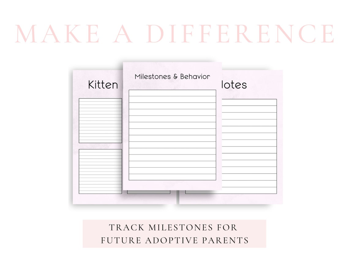 Foster Kitten Log, Kitten Chart, Weight Tracker, Kitten Lady, for ...