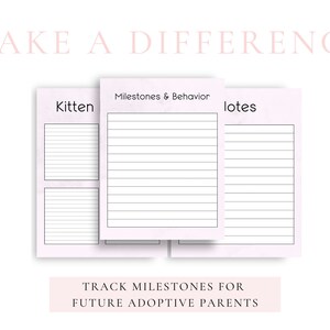 Foster Kitten Log, Kitten Chart, Weight Tracker, Kitten Lady, for ...