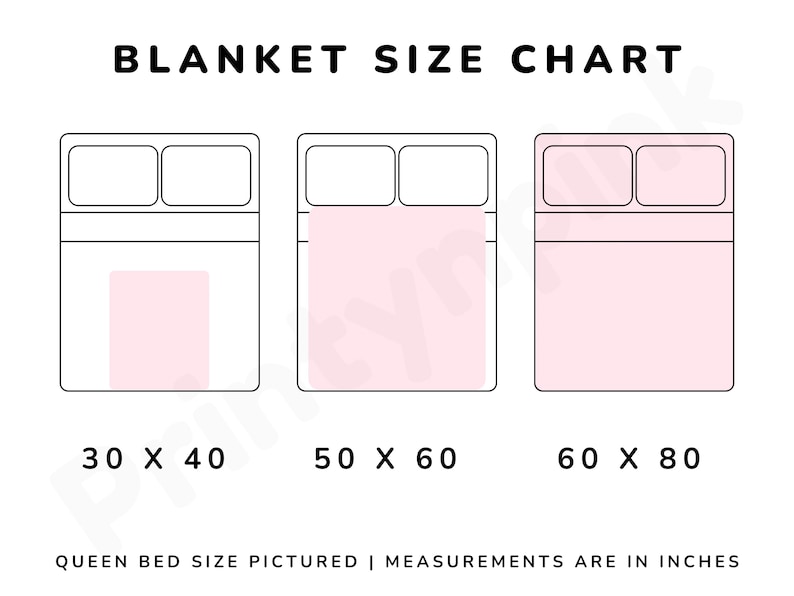 Blanket Size Chart, Blanket Size Guide, Blanket Size Comparison