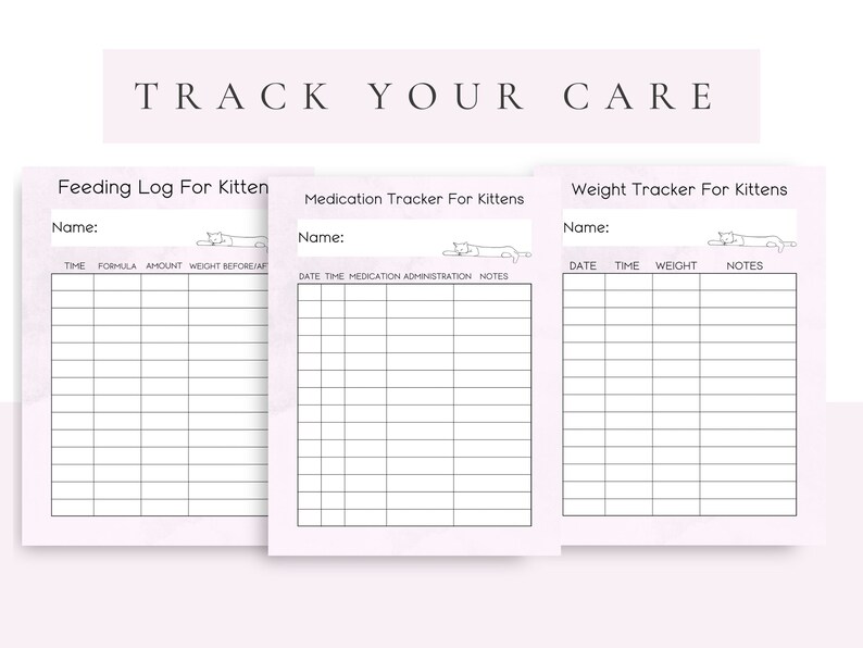 Foster Kitten Log, Kitten Chart, Weight Tracker, Kitten Lady, for ...