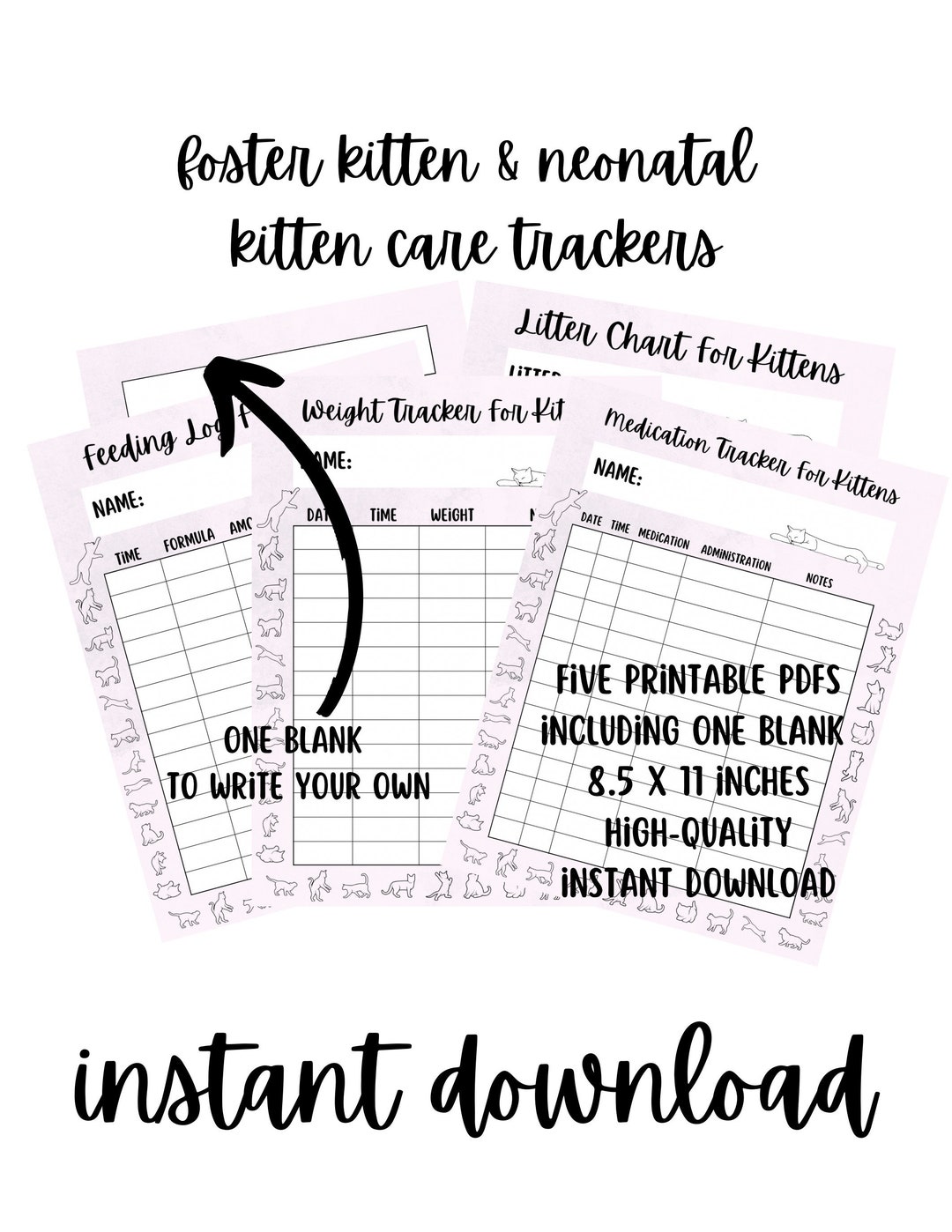 Foster Kitten Log Kitten Chart Weight Tracker Kitten Lady - Etsy