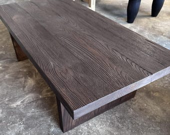 Rustic Wood Coffee Table •  Oak Solid Wood