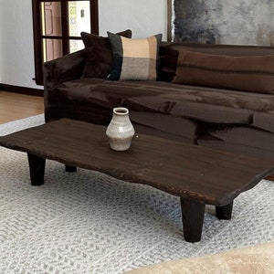 Rustic Low Wood Dark Brown Coffee Table • Living Room Handmade Furniture