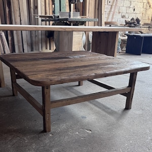 Rustic Large Old Coffee Table • Reclaimed Handmade Living Room Square End Table