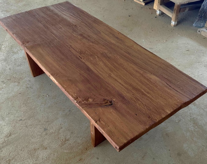 Rustic Large Wood Coffee Table • Reclaimed Live Edge Wood • Living Room Handmade Furniture