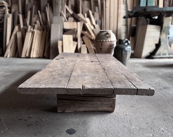 Reclaimed Wood Large Coffee Table • Rustic Low Coffee Table