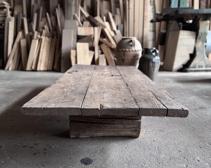 Reclaimed Wood Large Coffee Table • Rustic Low Coffee Table
