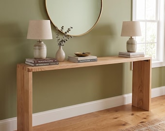 Narrow Entryway Live Edge Console Table  •  Handmade Farmhouse Reclaimed Oak Wood Furniture