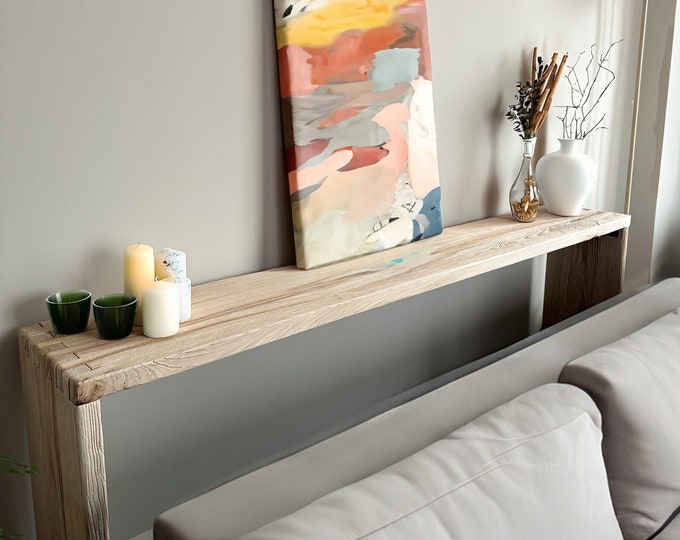 Narrow Entryway Live Edge Console Table  •  Handmade Farmhouse Reclaimed Oak Wood Furniture