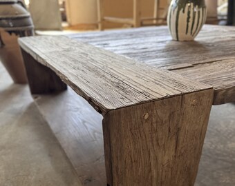 Unique Rustic Old Coffee Table • Handmade Farmhouse Furniture Living Room Coffee Table • Reclaimed Wood Live Edge Coffee Table