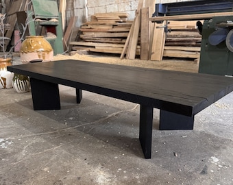 Yakisugi Black Low Coffee Table • Wabi Sabi Coffee Table Reclaimed Wood