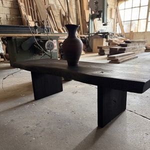 Shou Sugi Ban Reclaimed Oak Wood Coffee Table  • Rustic Low Coffee Table