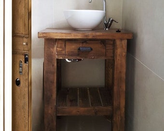 Reclaimed Wood Bathroom Vanity With Drawers • Makeup Vanity