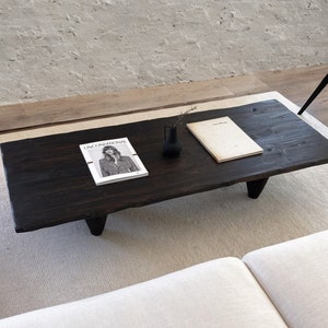 Rustic Low Wood Dark Brown Coffee Table • Living Room Handmade Furniture