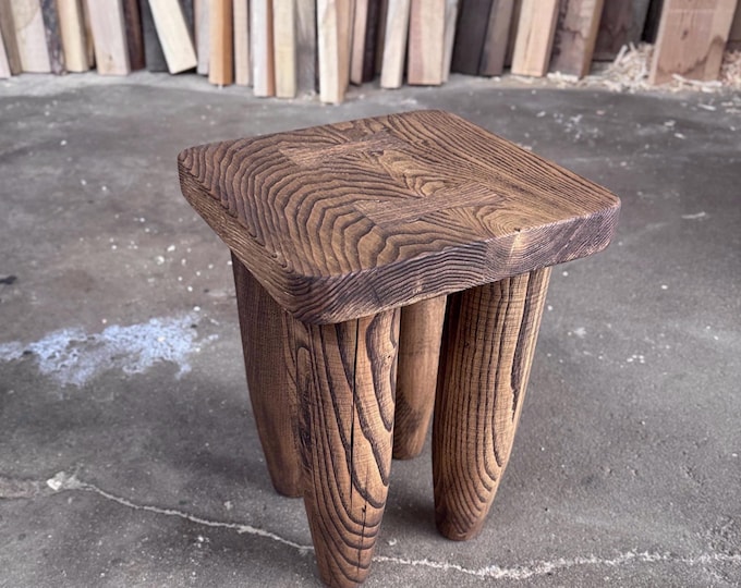 Rustic Japanese Wood Stool Coffee Table • Wabi Sabi Furniture • Side Table