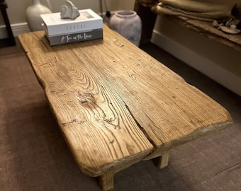 Unique Rustic Chestnut Coffee Table • Reclaimed Live Edge Handmade Furniture