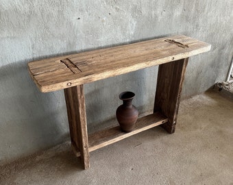 Reclaimed Wood Entryway Table With Shelves • Handmade Furniture Rustic Console Table