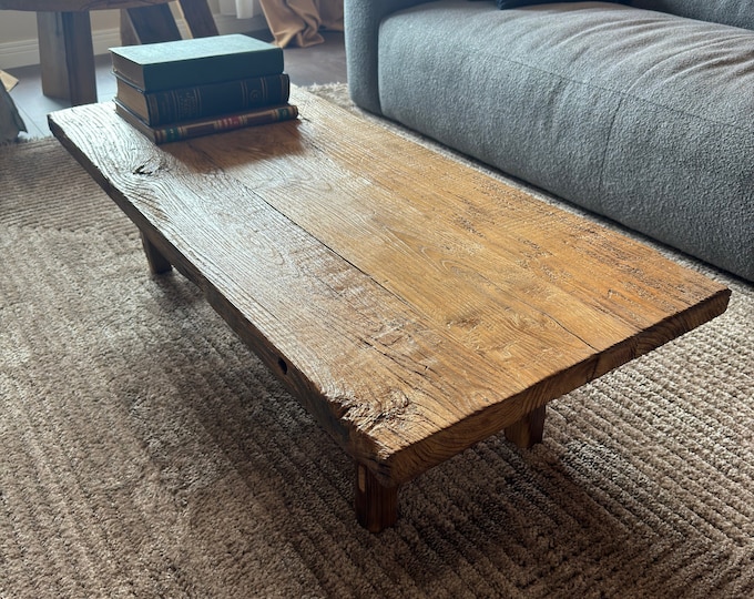 Rustic Low Coffee Table • Reclaimed Handmade Living Room End Table