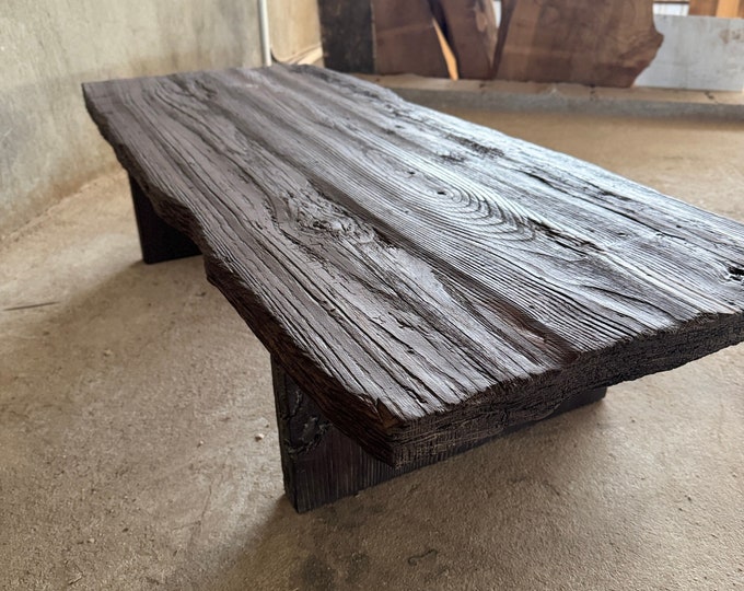 Rustic Low Wood Coffee Table • Living Room Handmade Furniture
