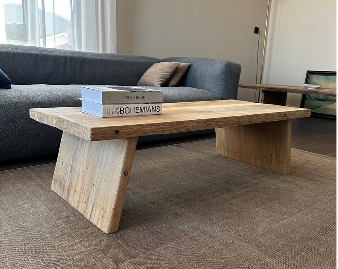 Rustic Large Coffee Table • Reclaimed Live Edge Wood • Handmade Furniture