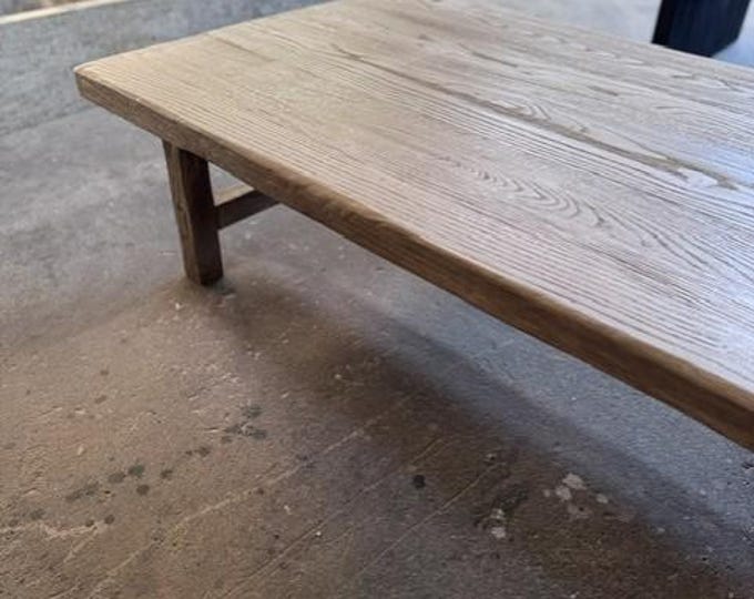 Rustic Low Oak Coffee Table • Reclaimed Wood Handmade Living Room Coffee Table