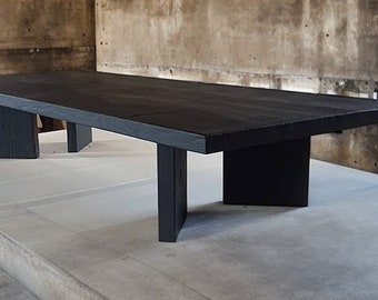 Yakisugi Black Coffee Table • Reclaimed Oak Solid Wood