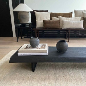 Shou Sugi Ban Reclaimed Wood Coffee Table  • Smooth Dark Low End Table