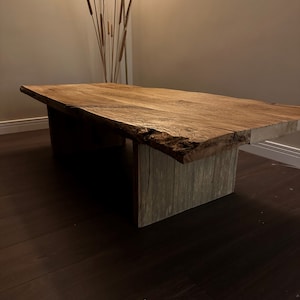 Unique Rustic Large Coffee Table • Reclaimed Live Edge Handmade Furniture