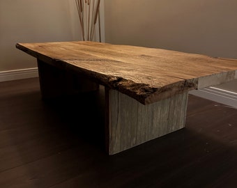 Unique Rustic Large Coffee Table • Reclaimed Live Edge Handmade Furniture