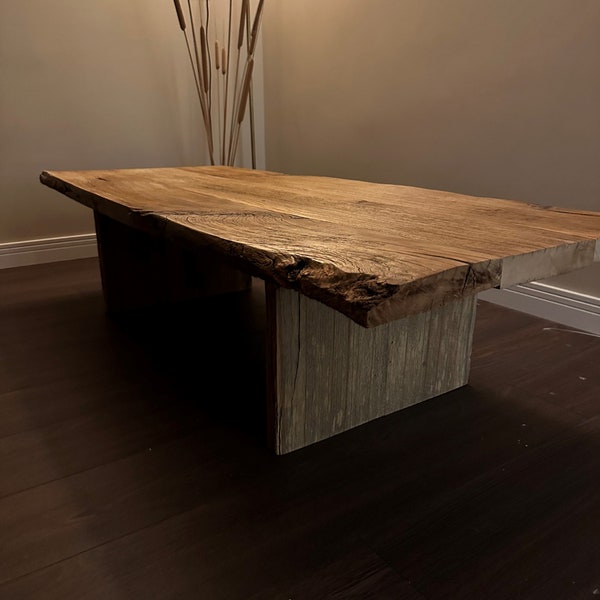 Unique Rustic Large Coffee Table • Reclaimed Live Edge Handmade Furniture