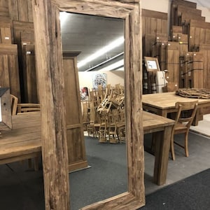 Reclaimed Oak Wood Wall Mirror  –  Rustic Wood Mirror for Bathroom