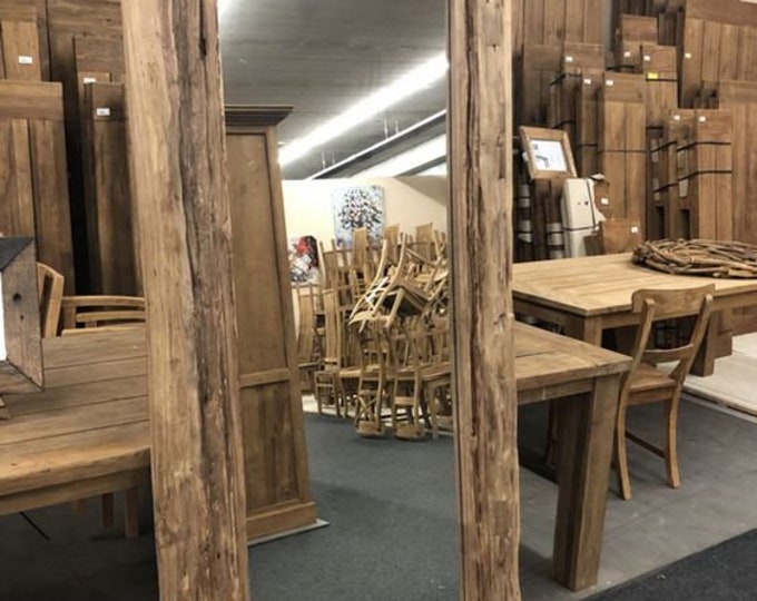Reclaimed Wood Floor Mirror  –  Rustic Wood Large Mirror