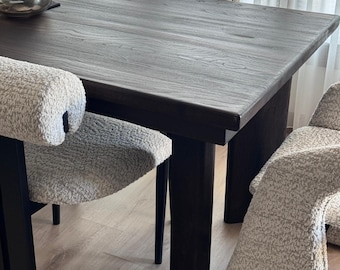 Rustic Oak Wood Dining Table  •  Handmade Farmhouse Dining Furniture