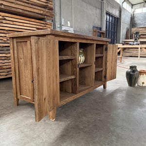 Reclaimed Oak Kitchen Island – Rustic Farmhouse Solid Wood Island With ...