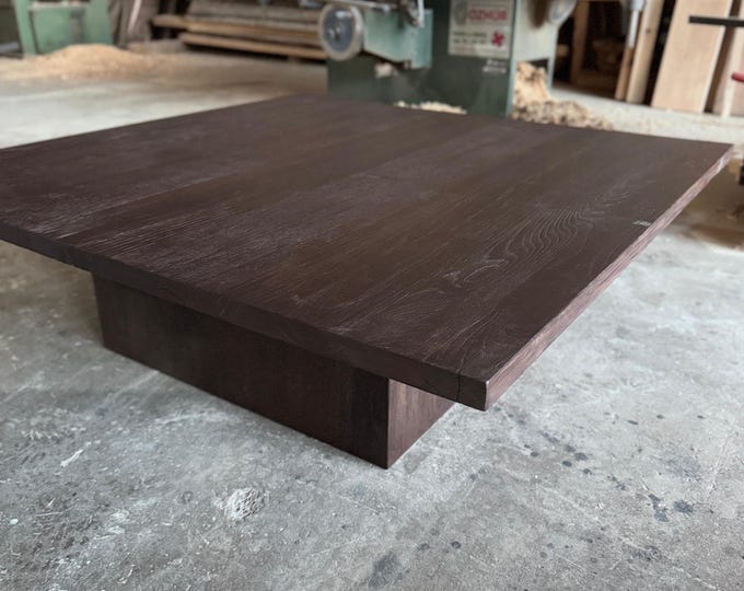 Reclaimed Oak Square Solid Wood Coffee Table • Dark Chocolate Oak Square Coffee Table