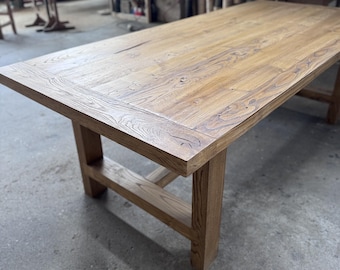 Reclaimed Oak Wood Dining Table  •  Handmade Farmhouse Dining Furniture