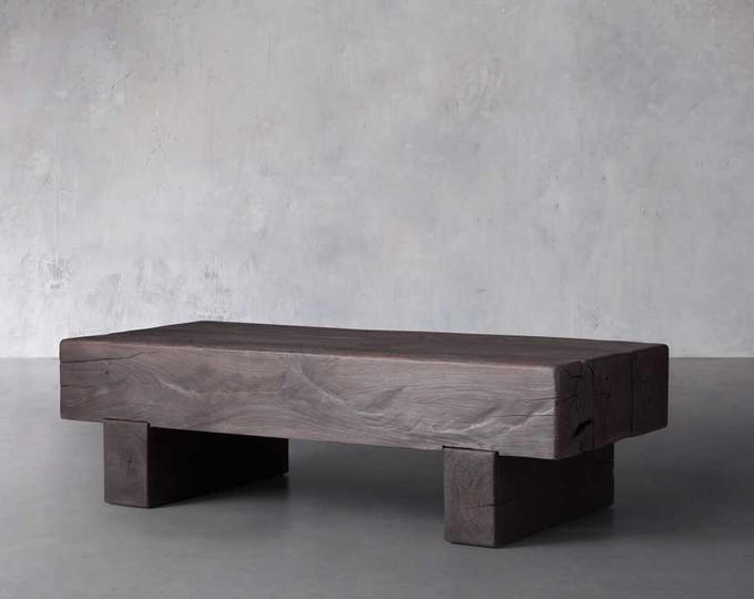 Black Coffee Table Reclaimed Wood • Shou Sugi Ban Smooth Dark End Table