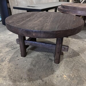Unique Rustic Round Dark Coffee Table • Reclaimed Wood Side Table - Etsy