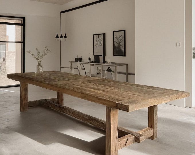 Handmade Reclaimed Oak Dining Table • Custom Rustic Farmhouse Centerpiece