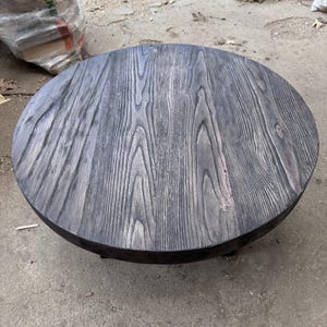 Unique Rustic Round Dark Coffee Table • Reclaimed Wood Side Table - Etsy
