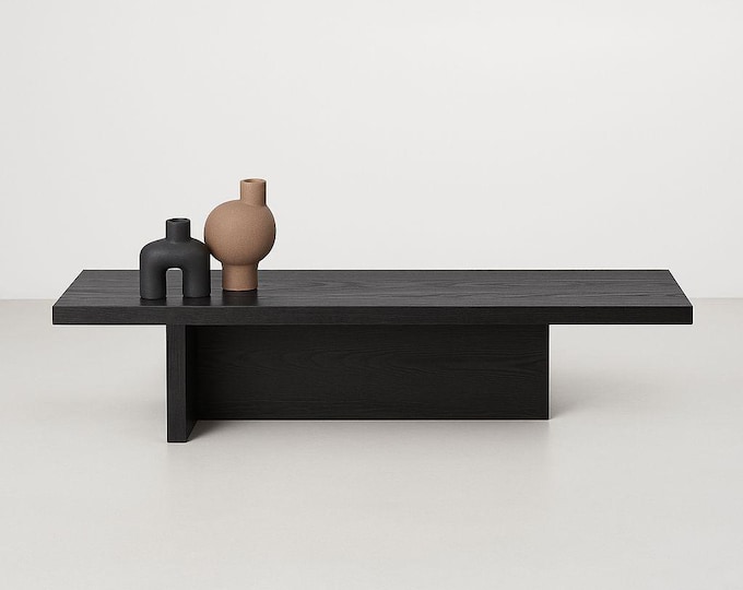 Ebonized Coffee Table • Reclaimed Oak Solid Wood Black End Table