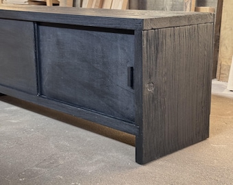 Reclaimed Black Storage Cabinet - Handcrafted Rustic Storage