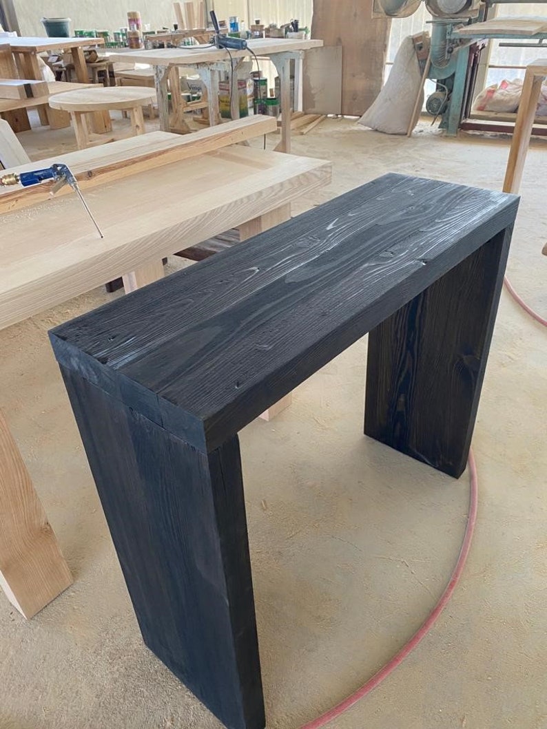 Yasu Console Table Narrow Entryway Yakisugi Black Console Table • Farmhouse Reclaimed Wood ...