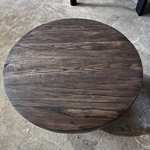 Unique Rustic Round Dark Coffee Table • Reclaimed Wood Side Table - Etsy