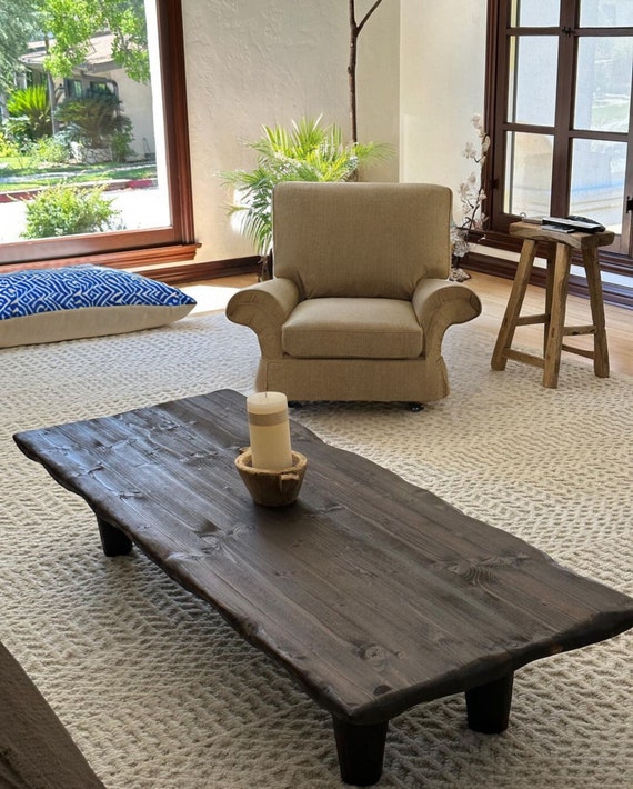 Dark brown wood coffee table discount