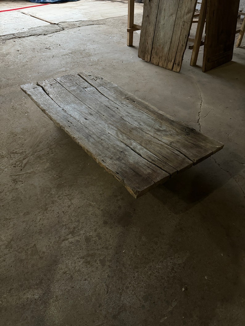 Reclaimed Wood Coffee Table Vintage Door Handmade Living Room Furniture image 3