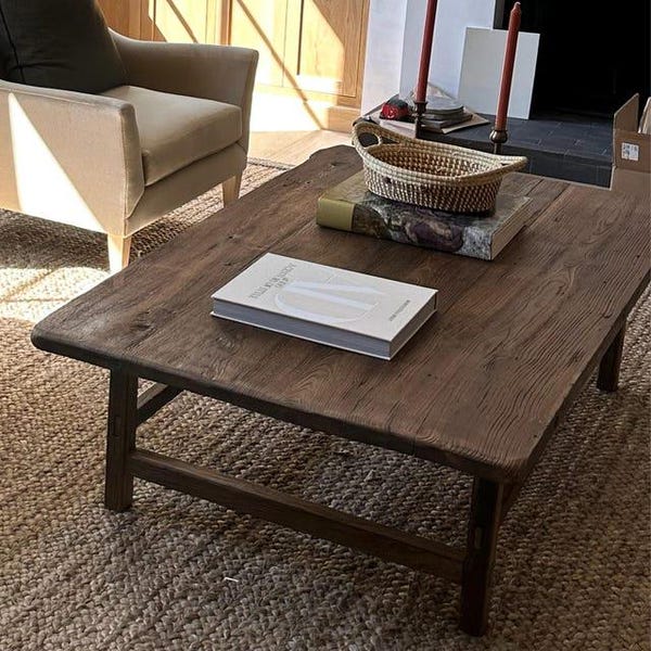 Rustic Large Oak Coffee Table • Reclaimed Handmade Living Room End Table