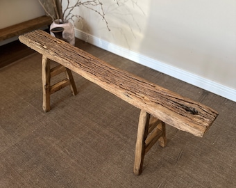 Reclaimed Wood Skinny Bench •  Handmade Rustic Furniture  • Wooden Stool